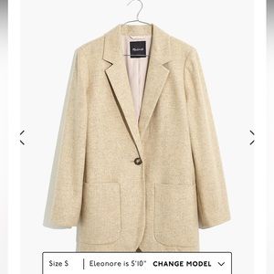 Madewell Wool Beige One Button Larson Blazer